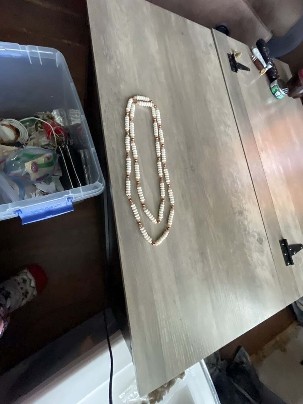 Unbranded Bone And Wood Bead Layered Long Necklace